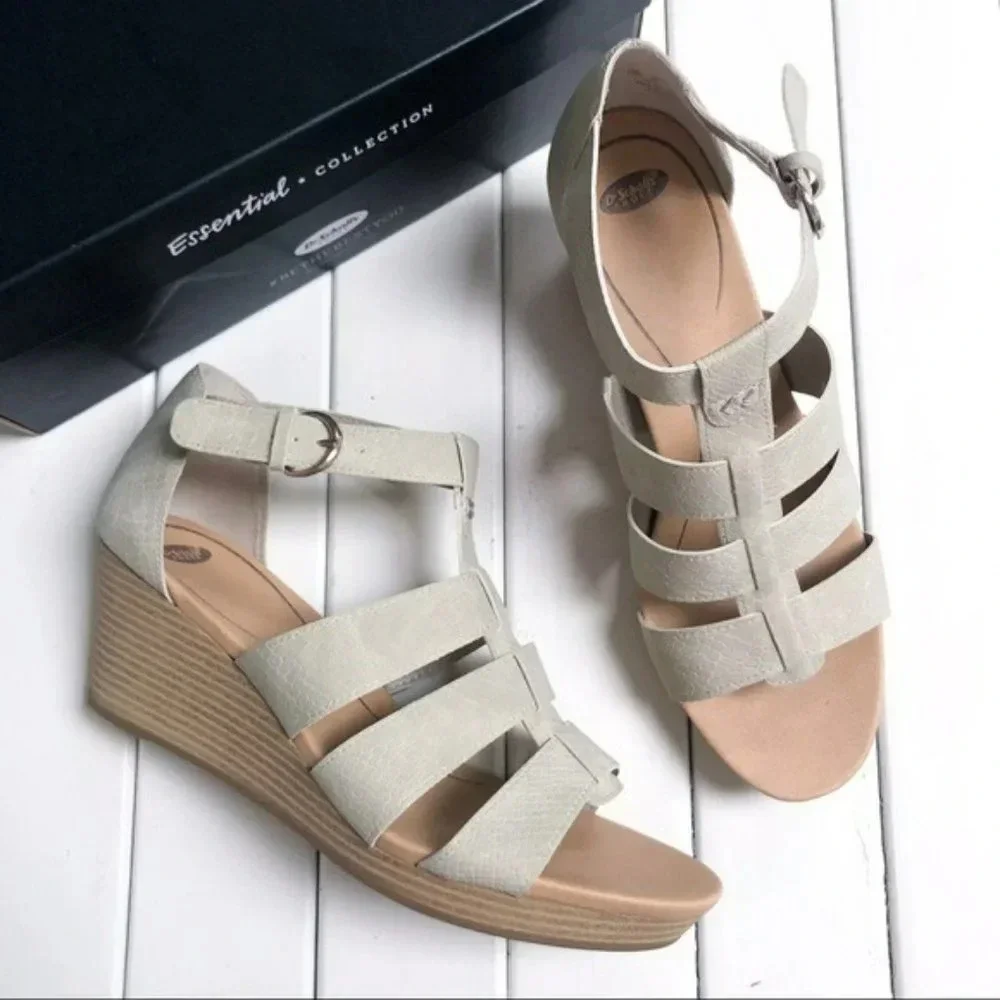 Dr. Scholl's Cream Bohemian Caged Wedges 11 NIB